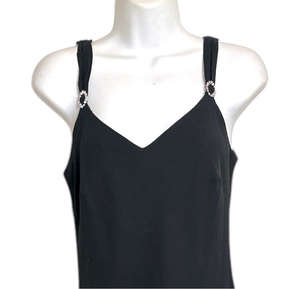 Evan Picone Black Slip Midi Dress - Size 6 - Picture 2 of 3